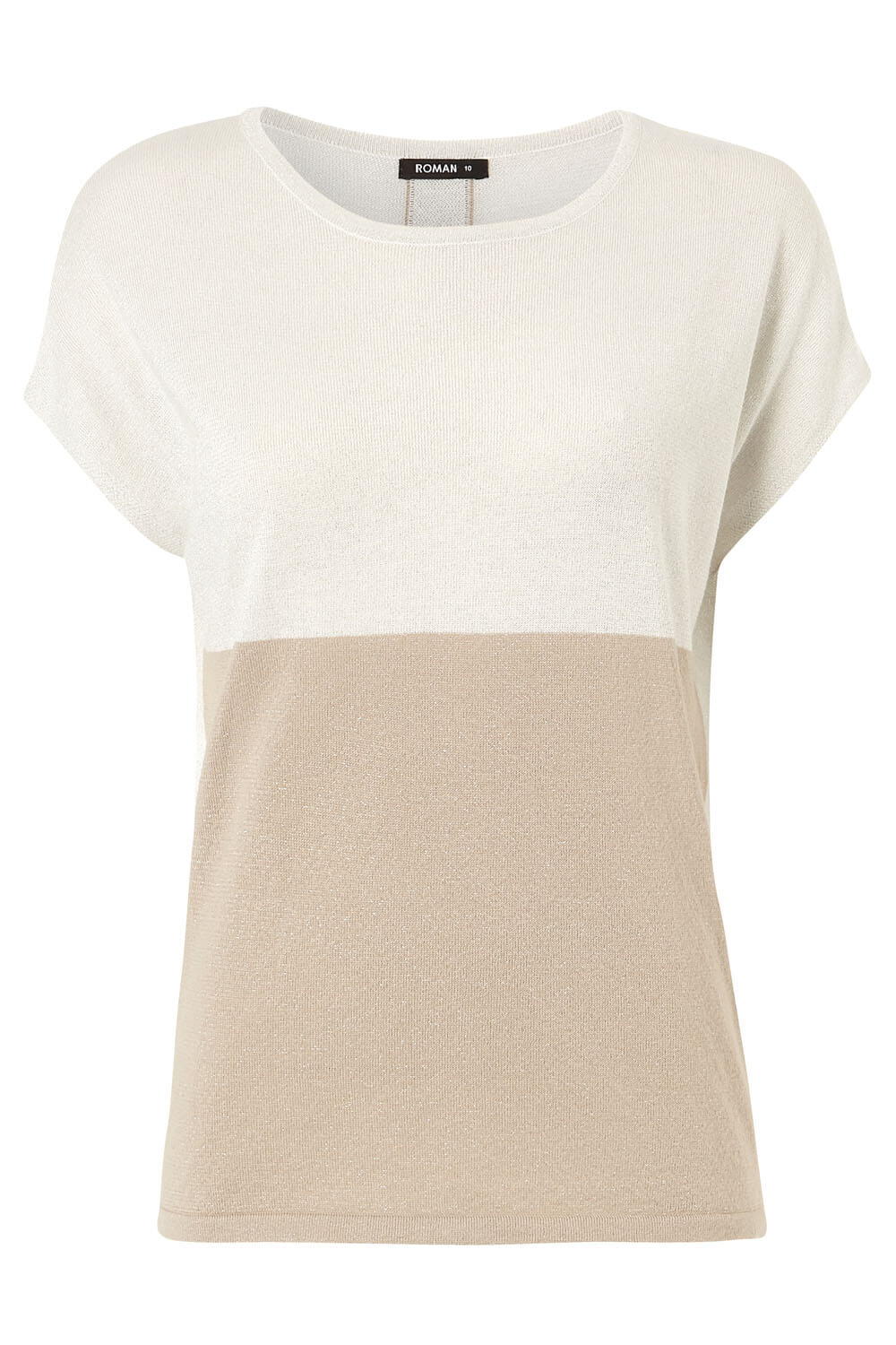 Neutral Colour Block Knit T-Shirt , Image 5 of 5