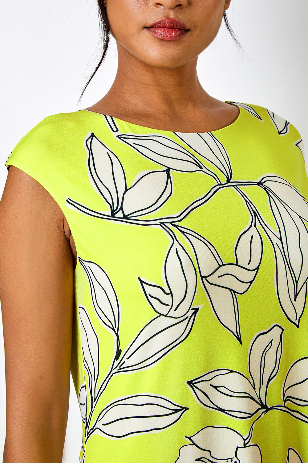 Lime Linear Floral Print Swing Dress, Image 6 of 6