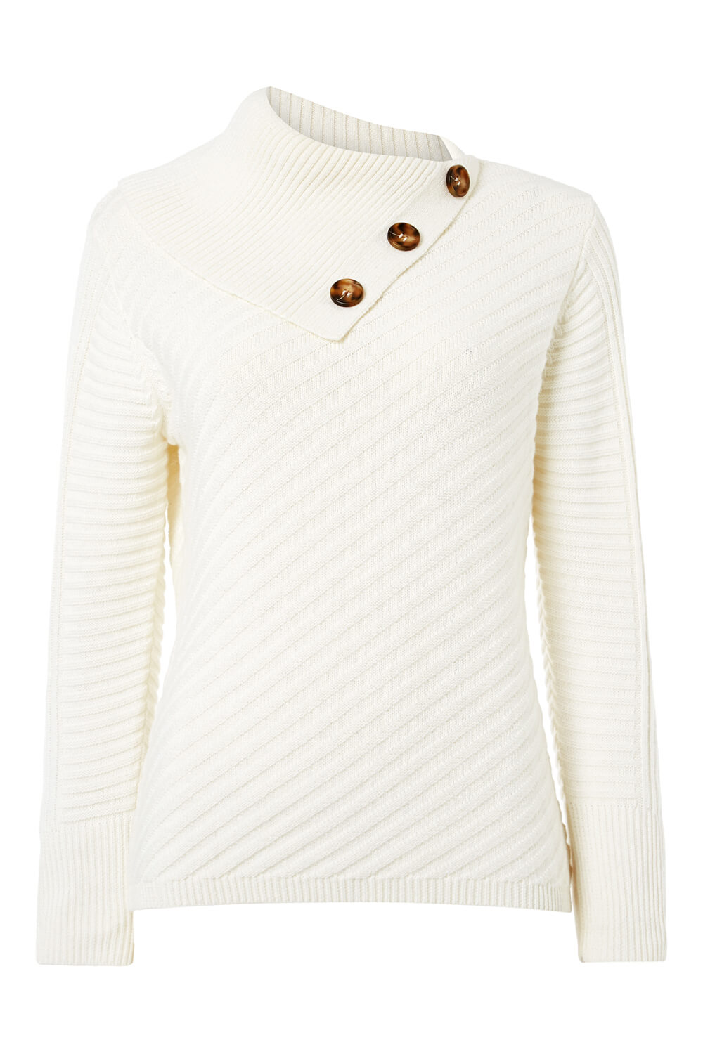 Ivory  Textured Knit Button Detail Jumper, Image 5 of 5