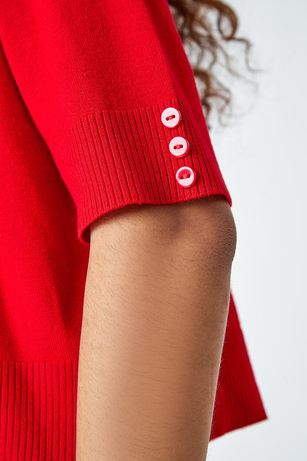 Red Button Cuff Knitted Shrug, Image 5 of 5