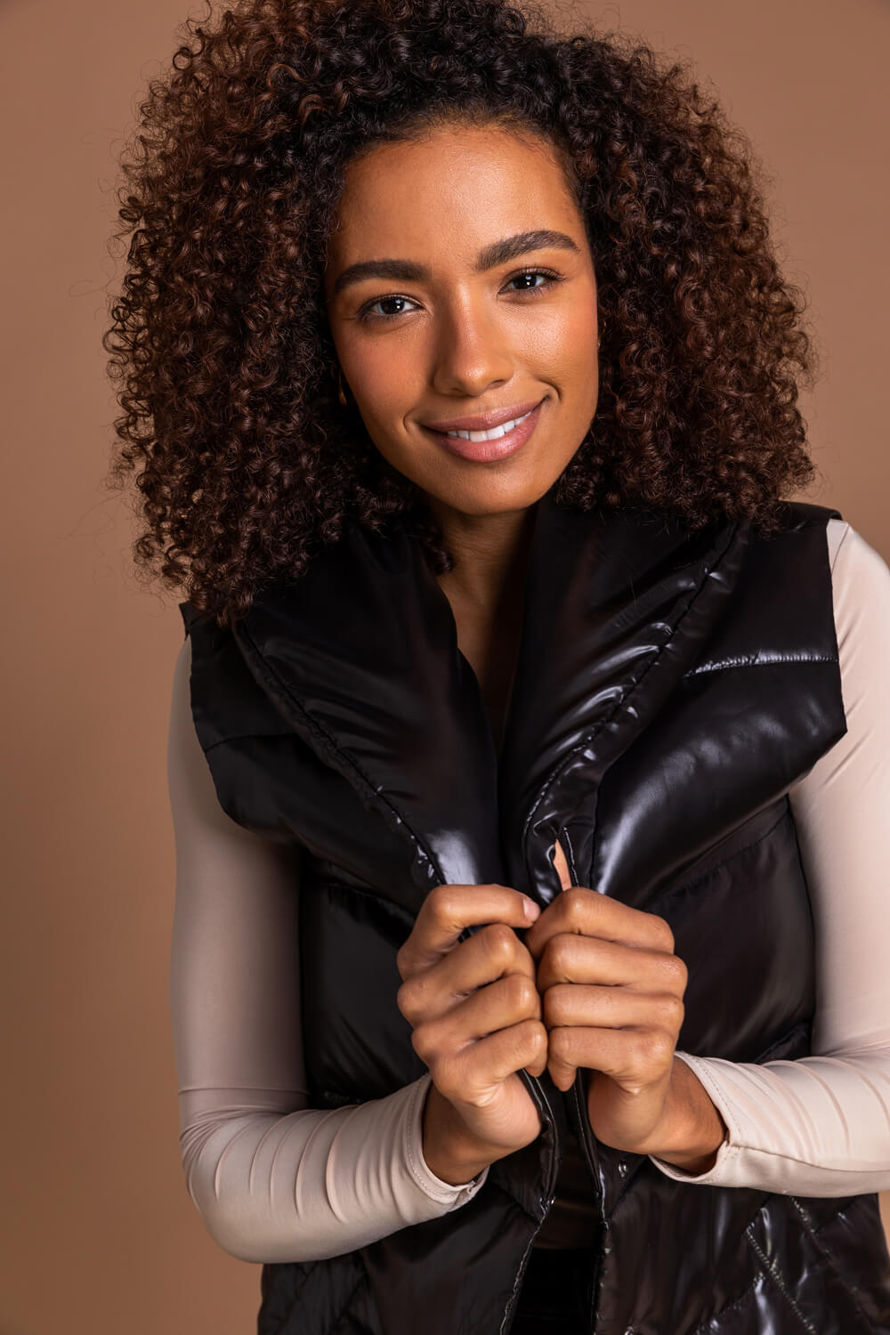 Black Quilted Collared Gilet, Image 3 of 5