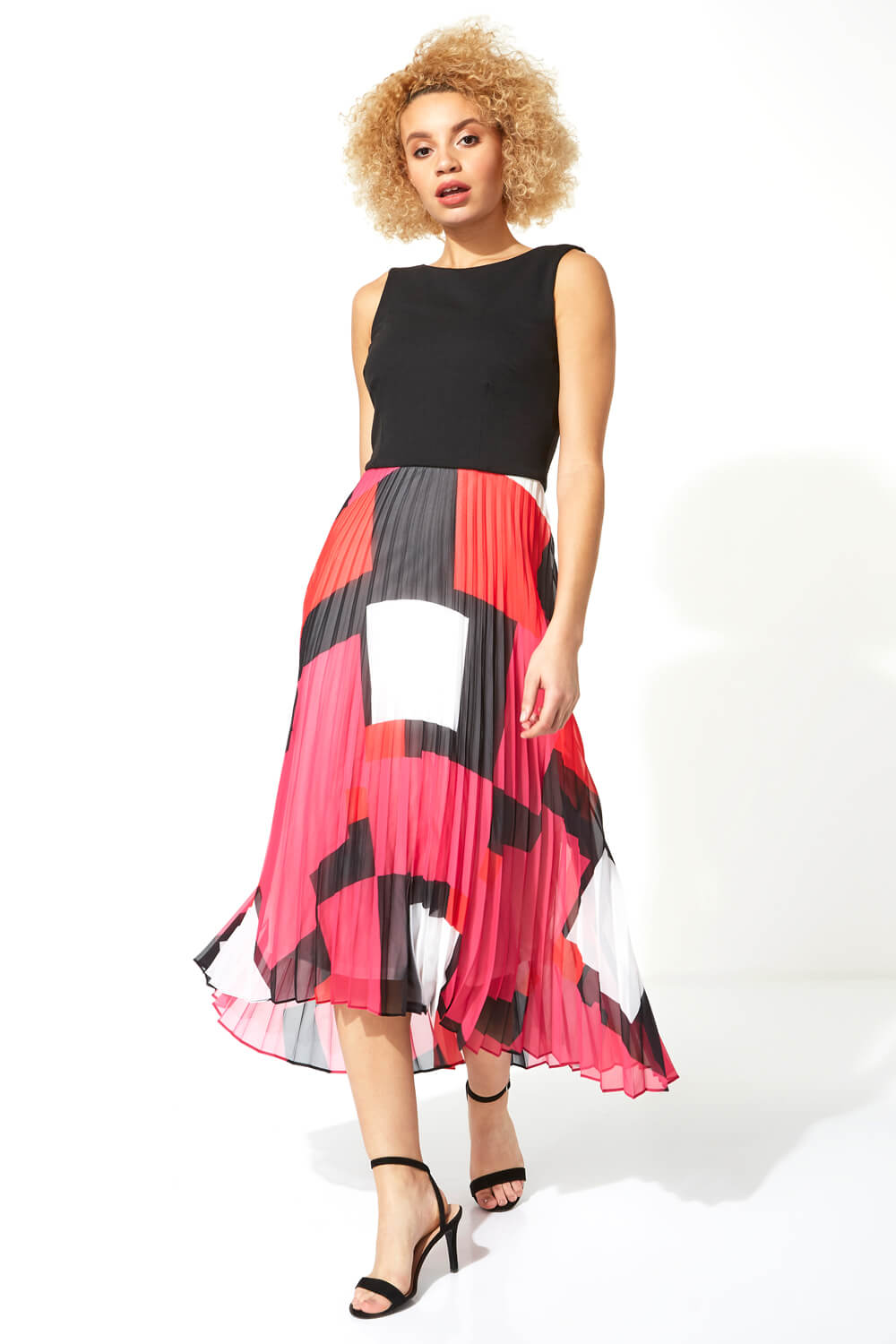 Fit and Flare Pleated Midi Dress