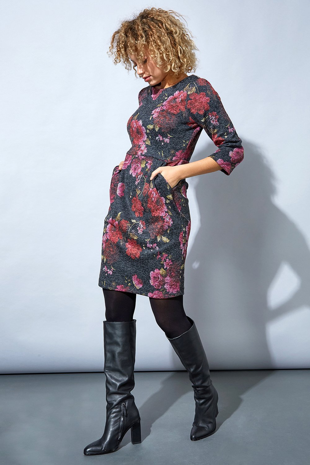 MAGENTA Wooly Touch Floral Print Shift Dress, Image 2 of 5