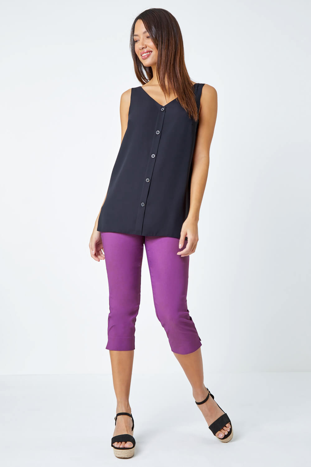 Mauve Cropped Stretch Trouser, Image 2 of 5