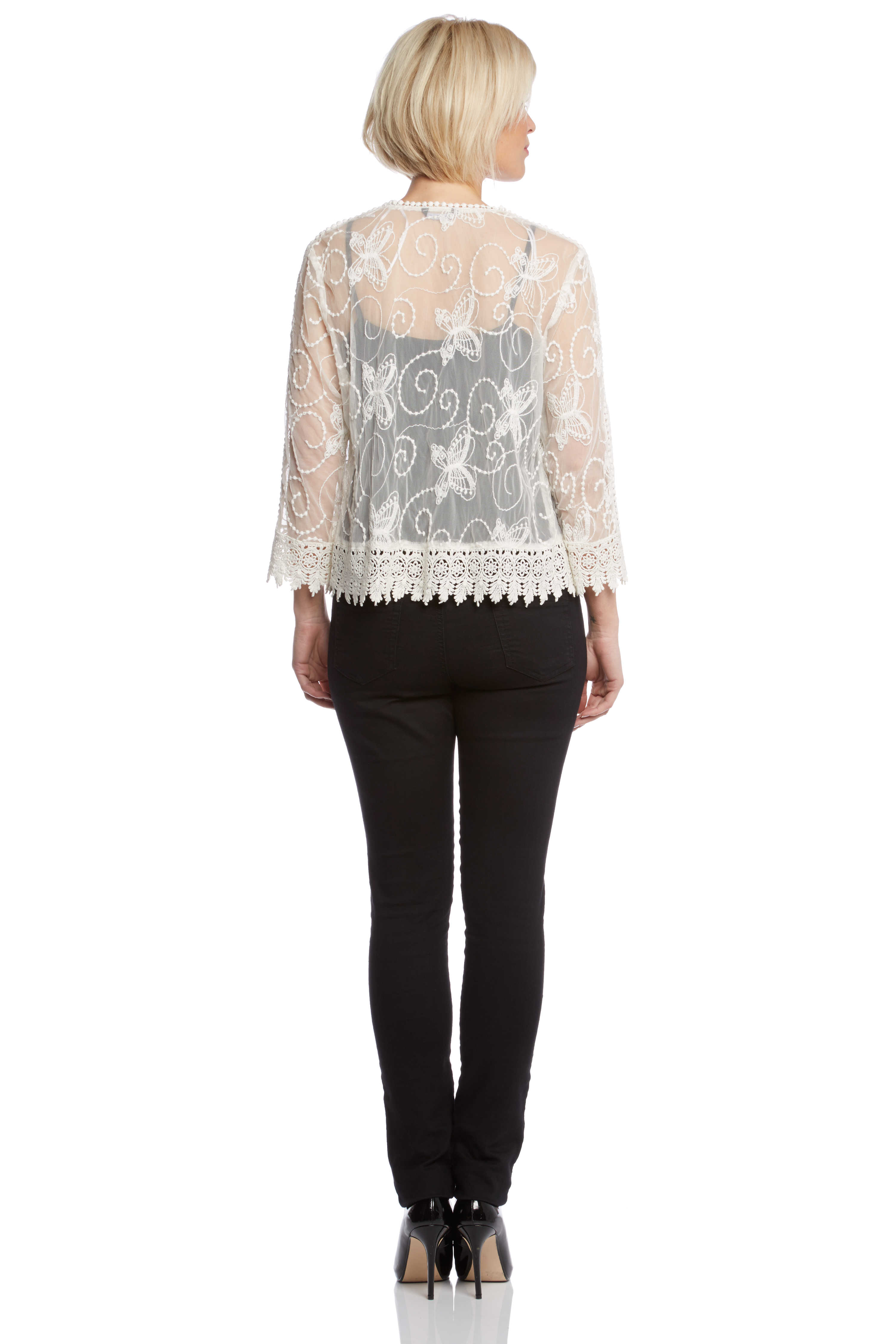 Embroidered Lace Jacket in Ivory Roman Originals UK
