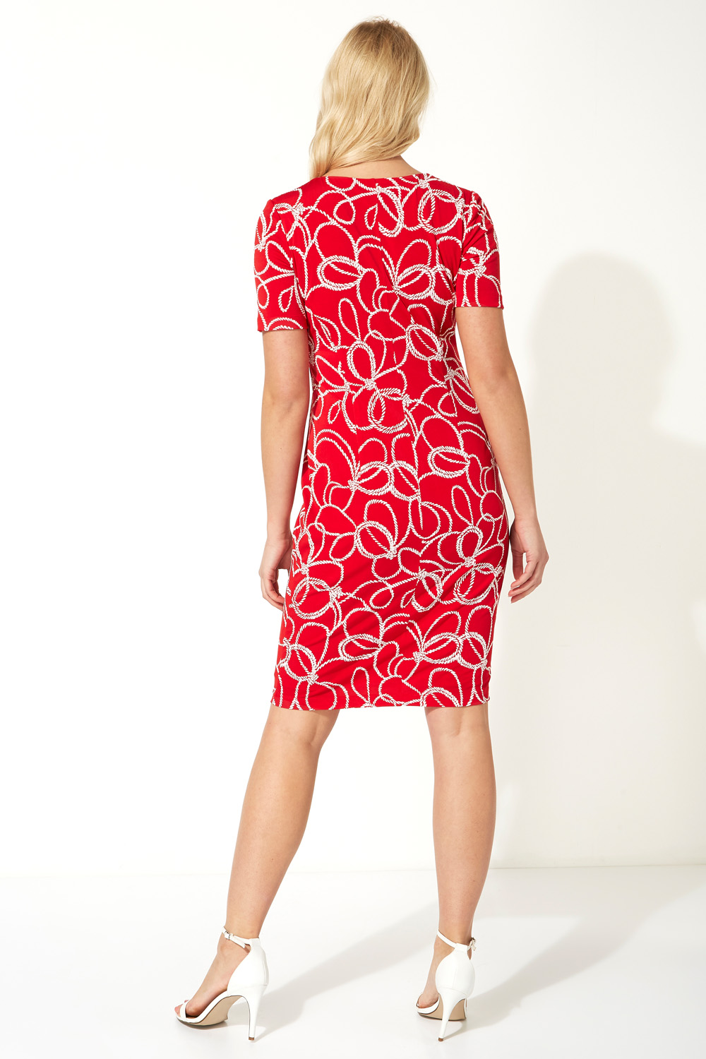 Red Nautical Rope Print Shift Dress, Image 2 of 4