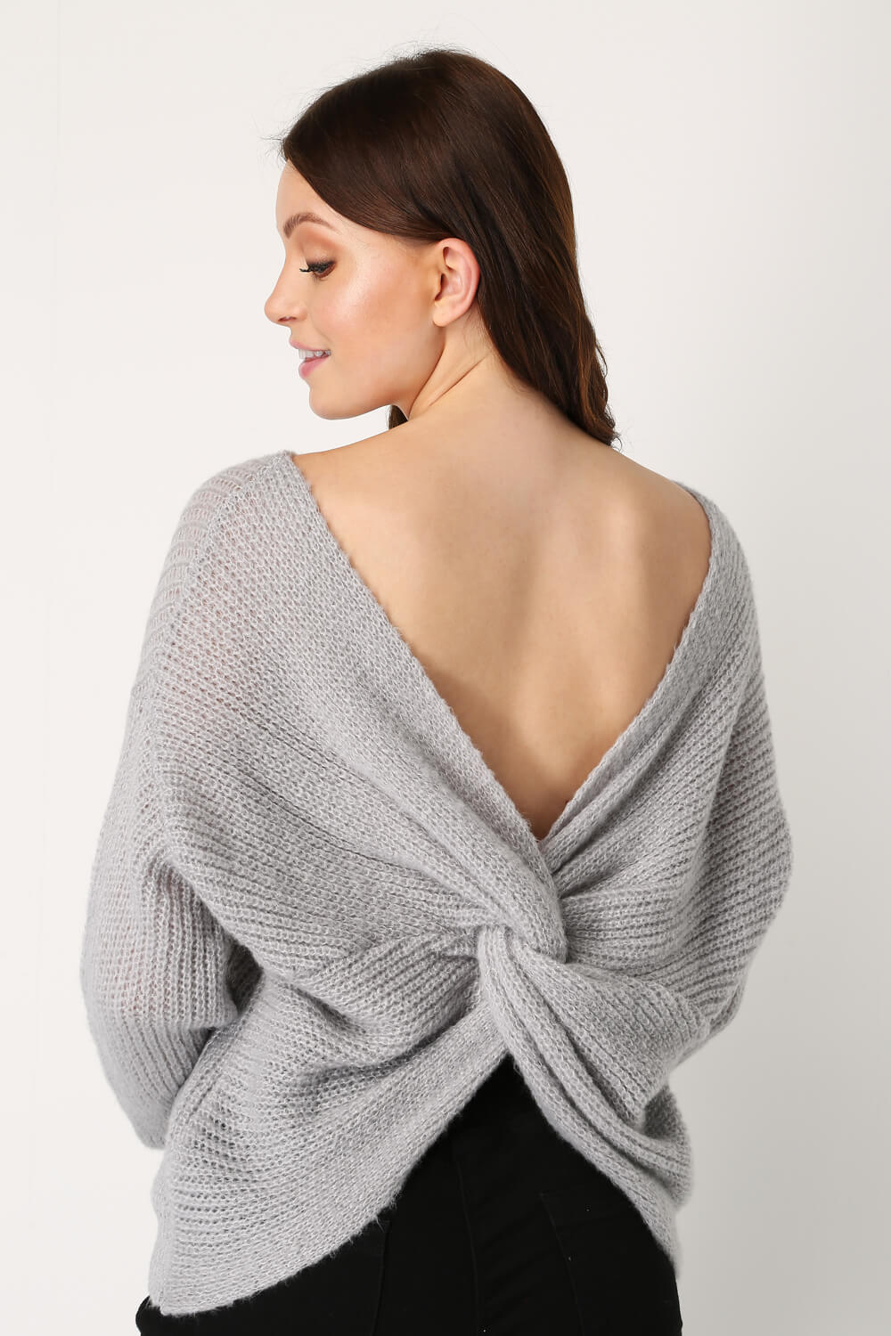 Grey twist back on sale jumper