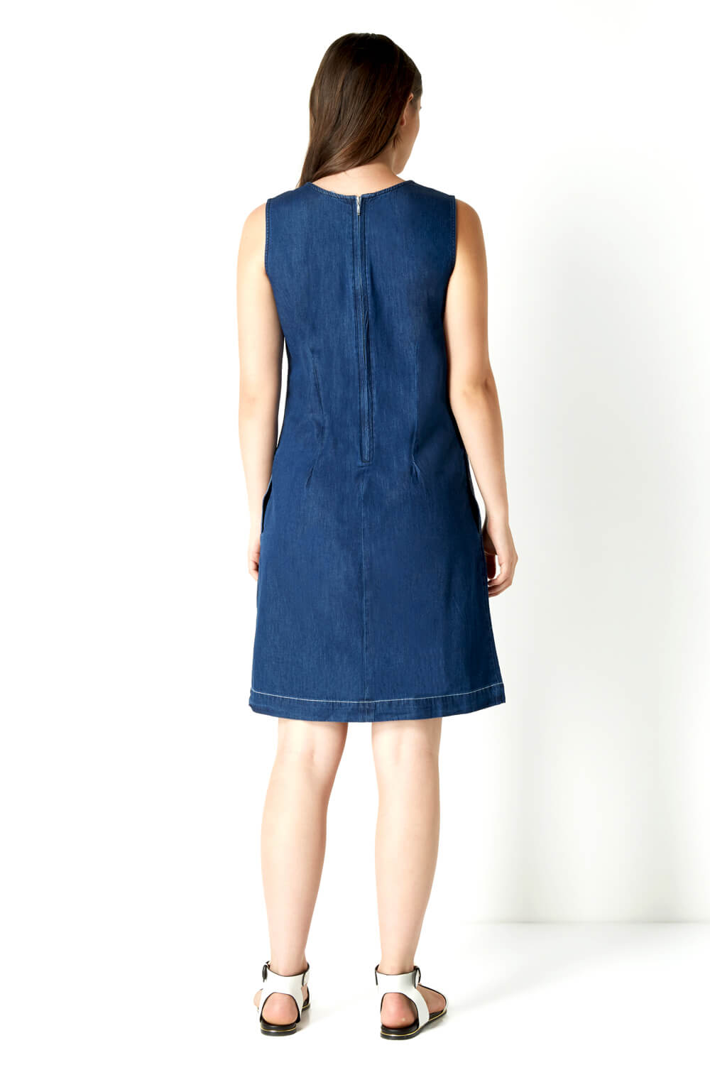 Blue Denim Shift Dress, Image 3 of 4