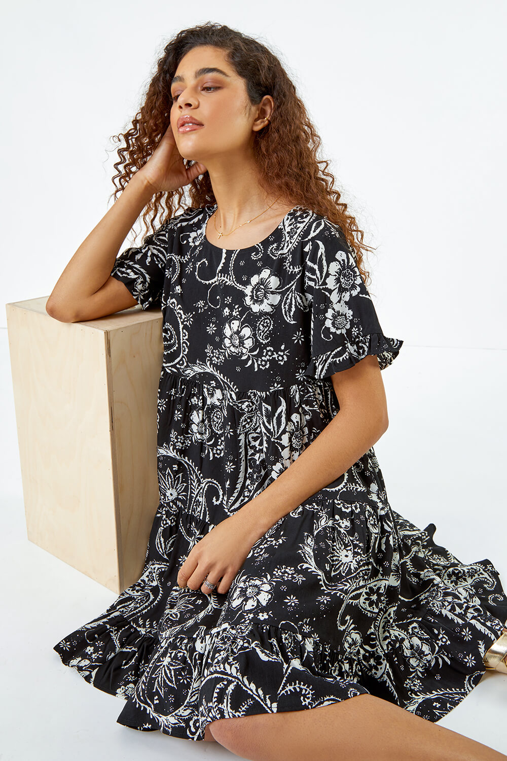 Paisley Floral Tiered Smock Dress