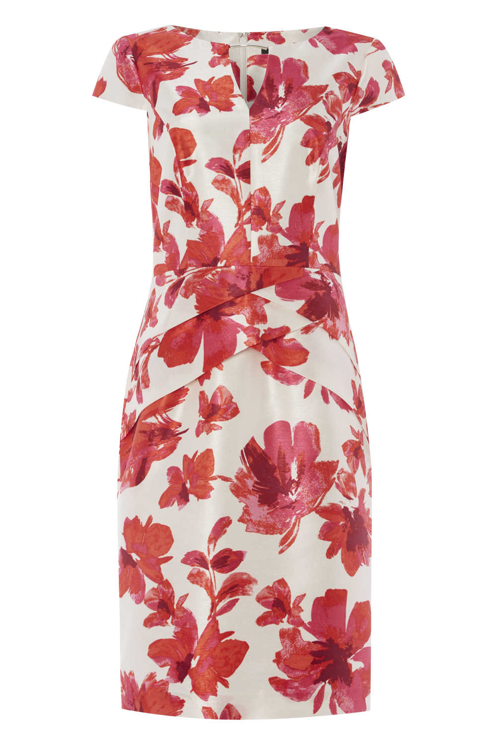 Fuchsia Floral Pleat Detail Dress, Image 2 of 5