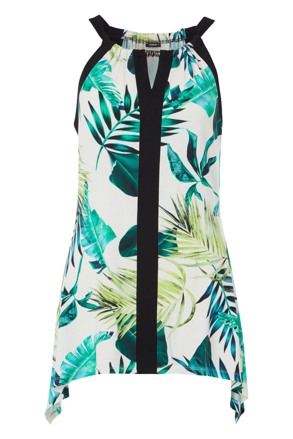 Ivory  Tropical Print Halter Neck Top, Image 5 of 5
