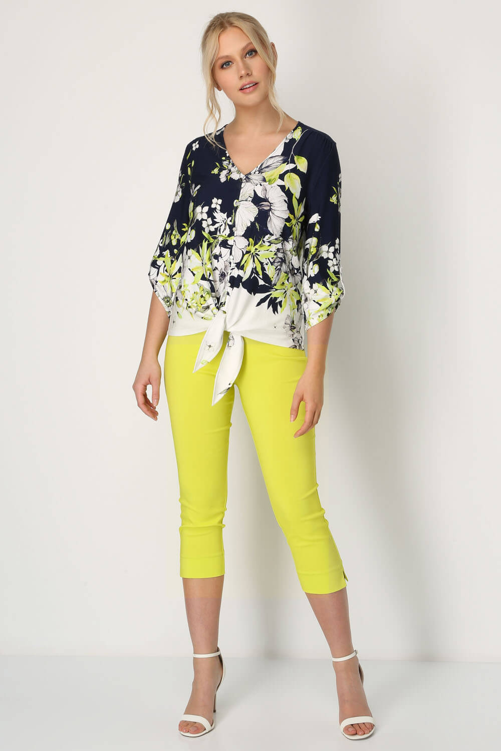 Lime Border Print Tie Top, Image 2 of 7