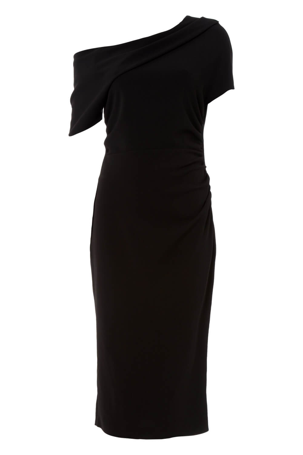 One Shoulder Crepe Dress in Black - Roman Originals UK