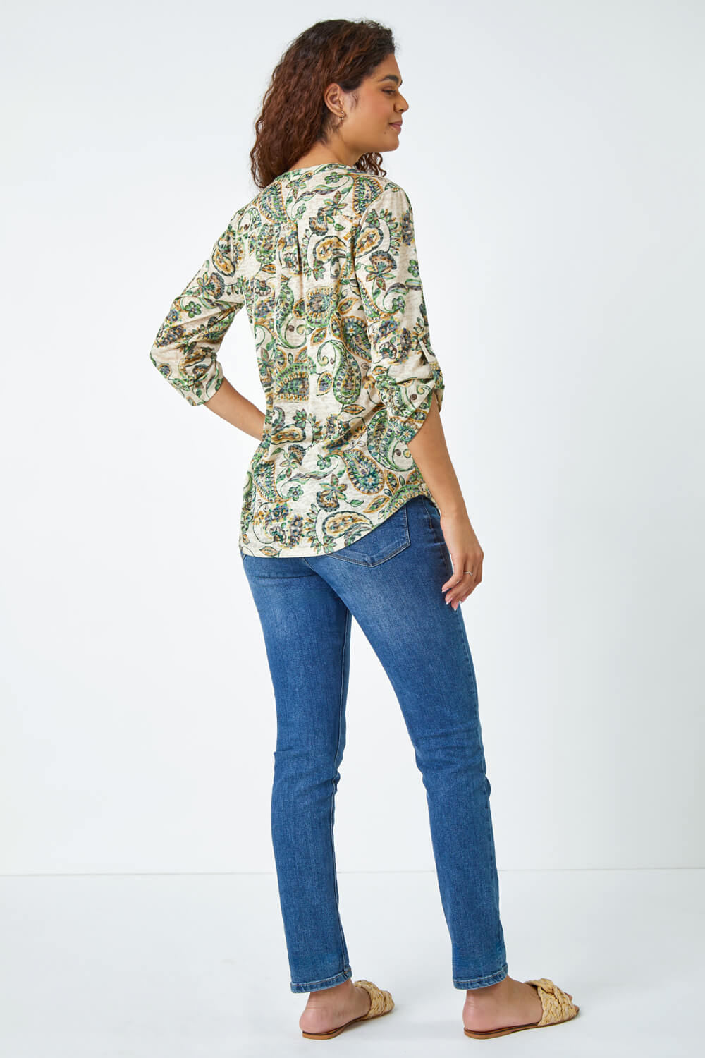 Green Paisley Stretch Jersey Top, Image 3 of 5