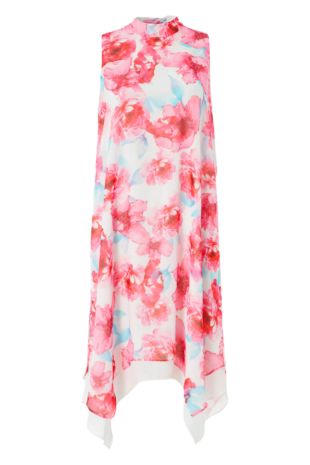 PINK High Neck Floral Print Swing Dress, Image 5 of 5