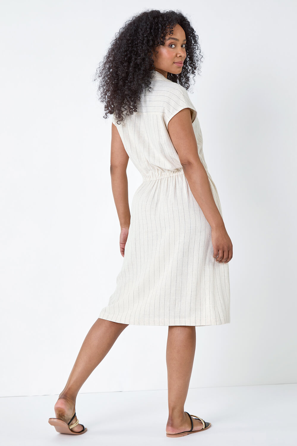Stone Petite Stripe Linen Shirt Dress, Image 3 of 5