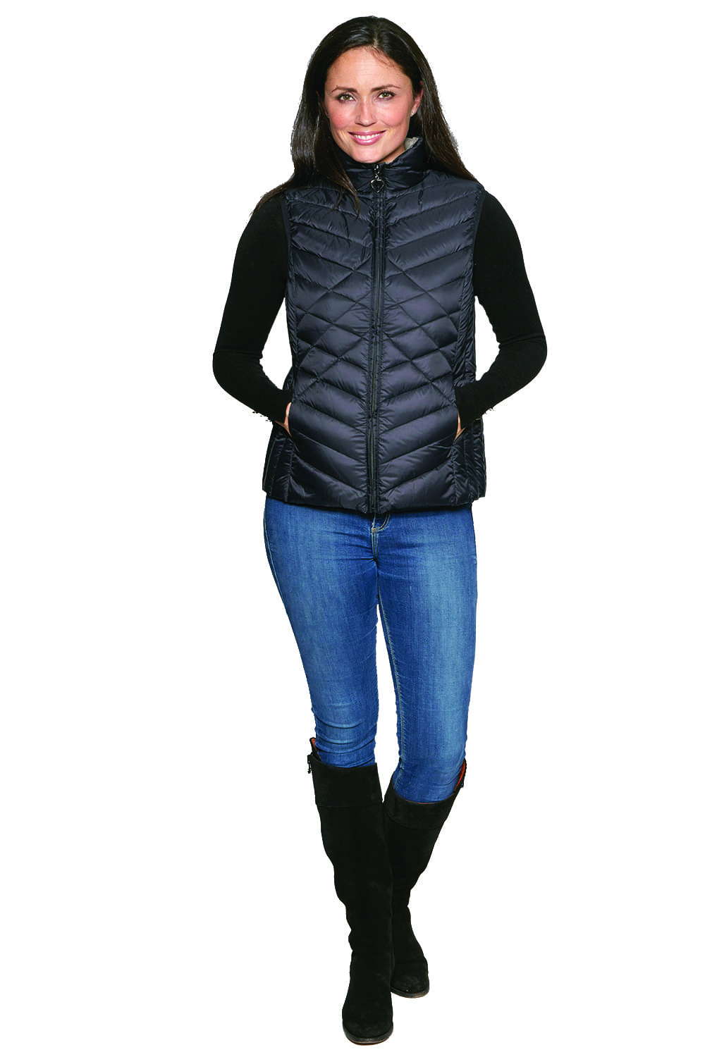 David Barry Quilted Down and Feather Padded Ladies Gilet in Black ...