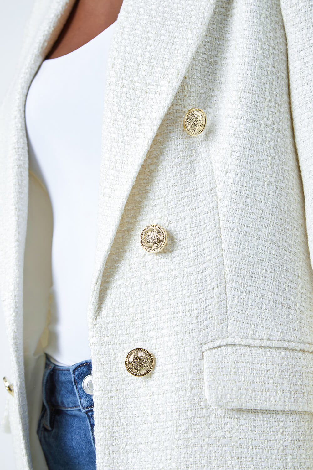 Ivory  Tailored Longline Boucle Jacket , Image 6 of 6
