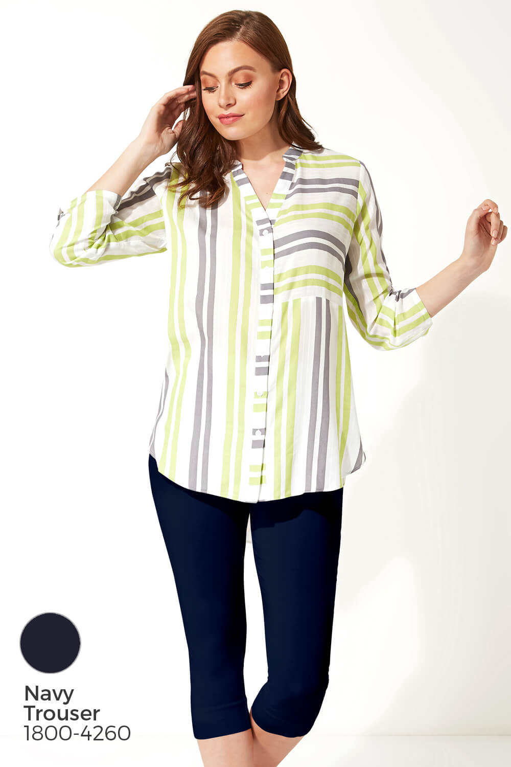 Lime Contrast Stripe Print Shirt, Image 7 of 8