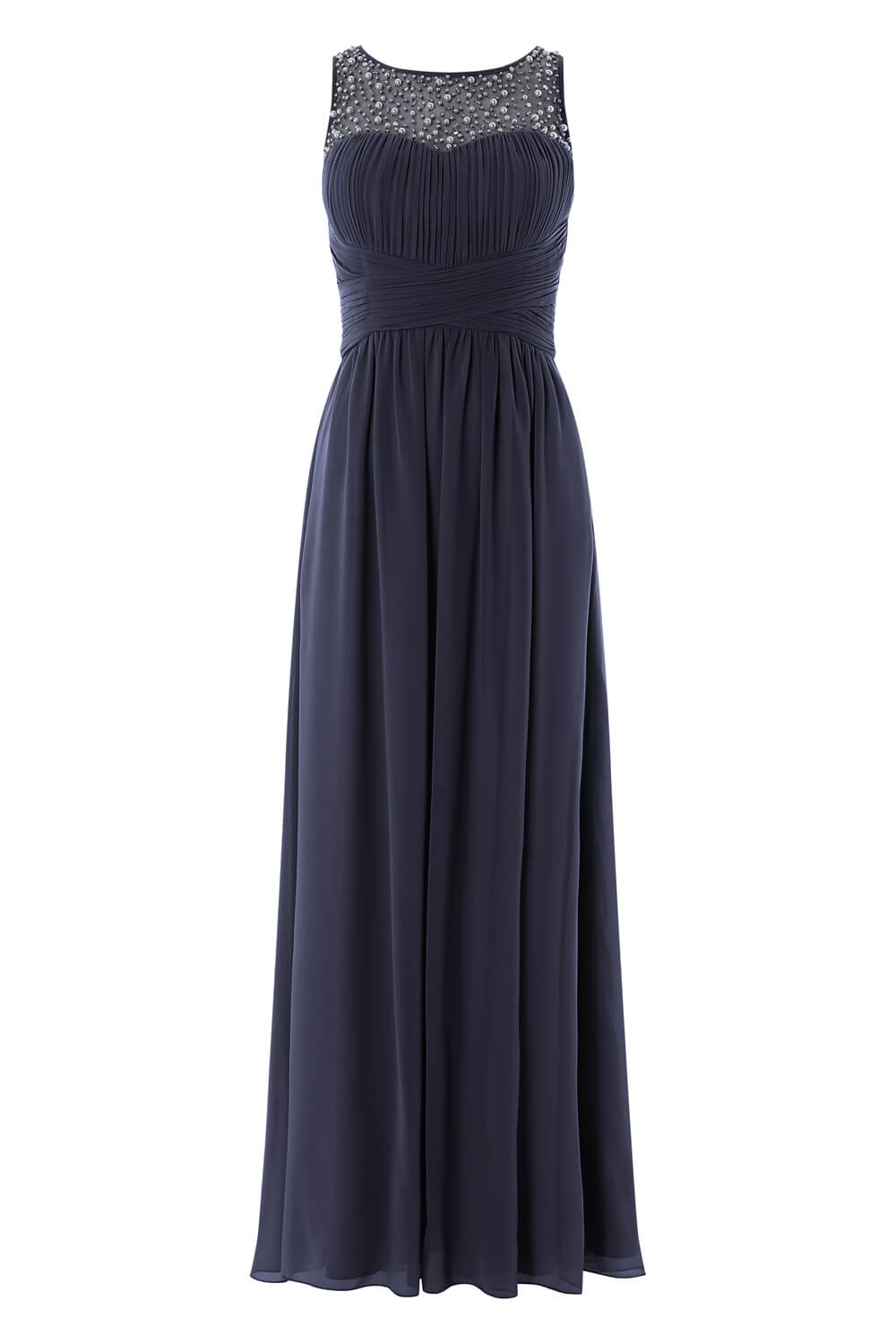 Navy Blue  Bead Embellished Maxi Dress, Image 5 of 5