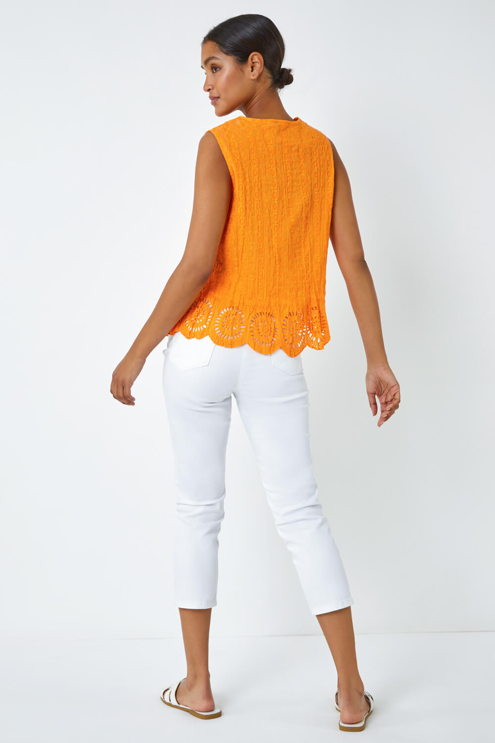 Amber Embroidered Sleeveless Crinkle Blouse, Image 3 of 5