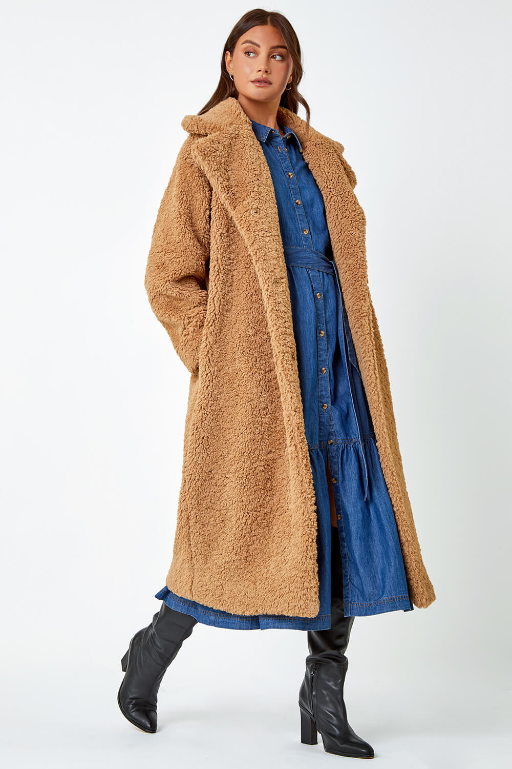 Longline Faux Fur Teddy Borg Coat
