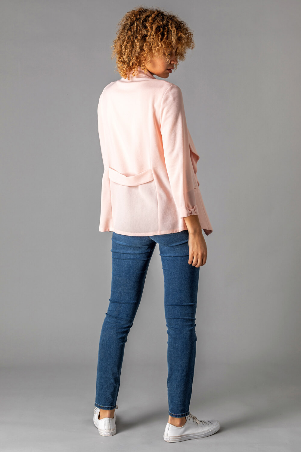 PINK Waterfall Front Bow Sleeve Jacket, Image 3 of 4