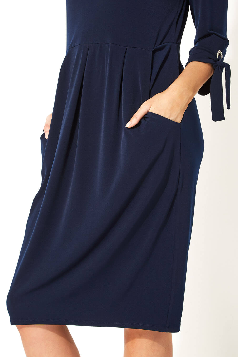 Roman Originals Women's Blue Eyelet Sleeve Jersey Dress Sizes 10-20 