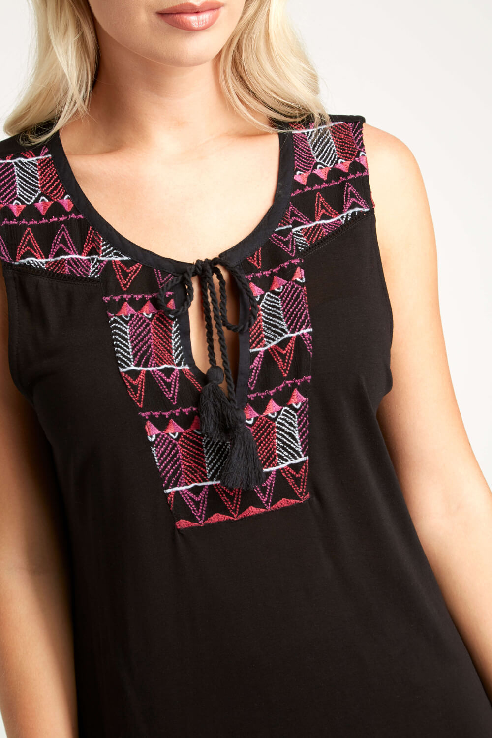 Embroidered Jersey Top in Black Roman Originals UK