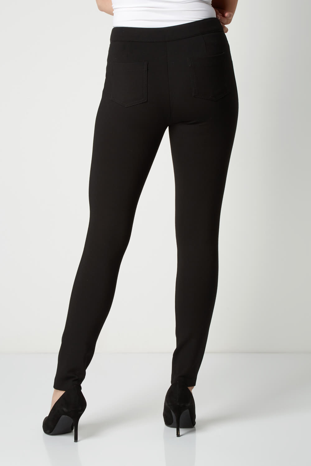 Black Zip Detail Stretch Trouser, Image 2 of 3