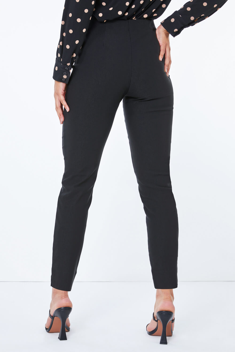 Black Petite Full Length Stretch Trousers , Image 3 of 5