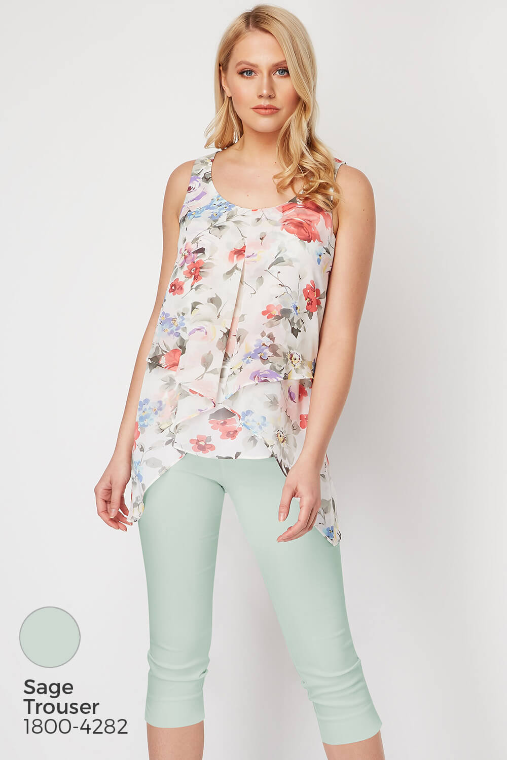 PINK Floral Print Asymmetric Top , Image 7 of 8