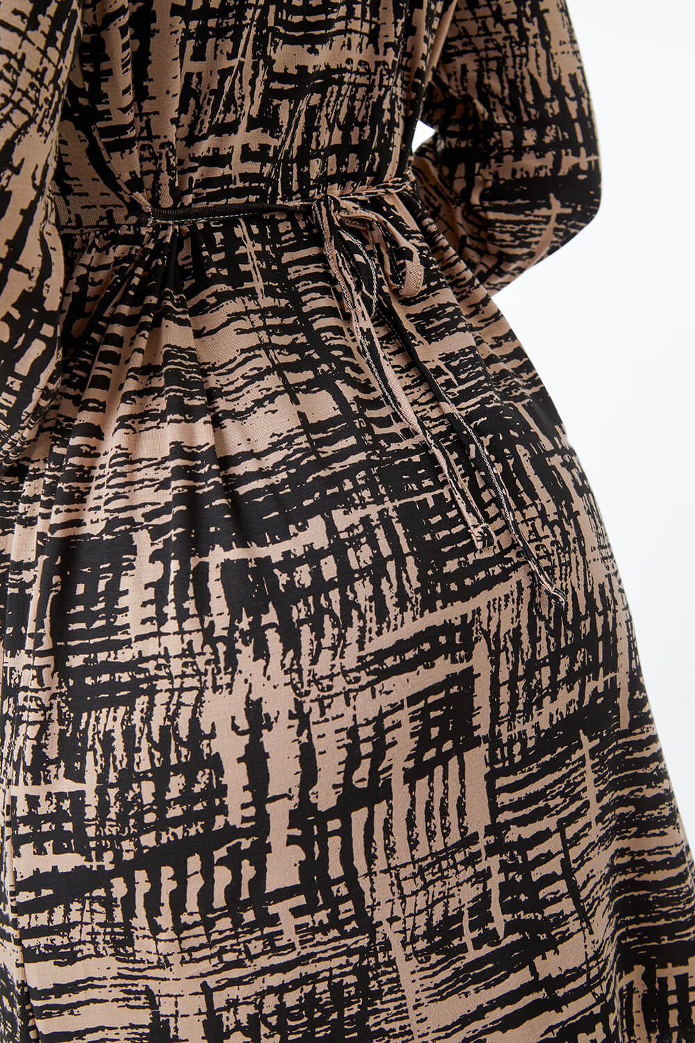 Taupe Petite Abstract Print Fit & Flare Dress, Image 5 of 5