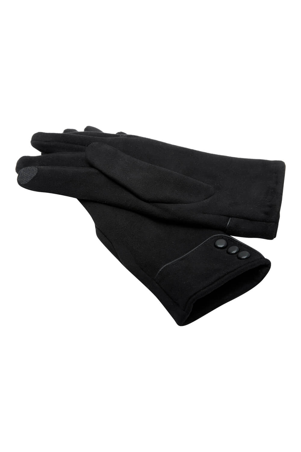 Black Button Detail Gloves, Image 4 of 6