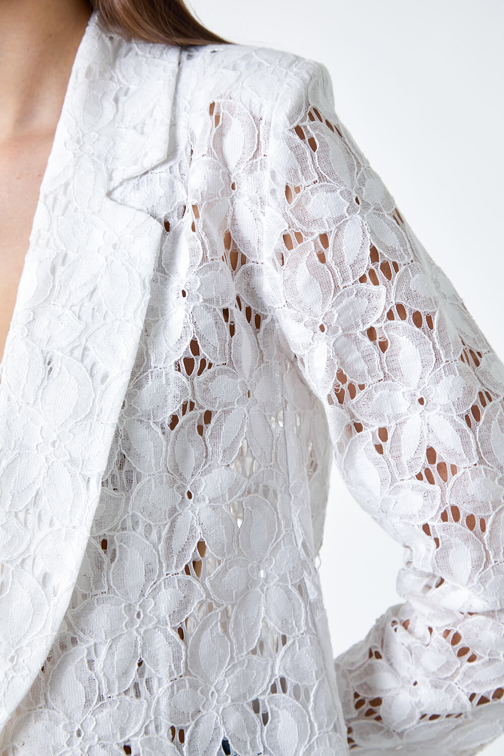Ivory  Cotton Blend Floral Lace Jacket, Image 5 of 5