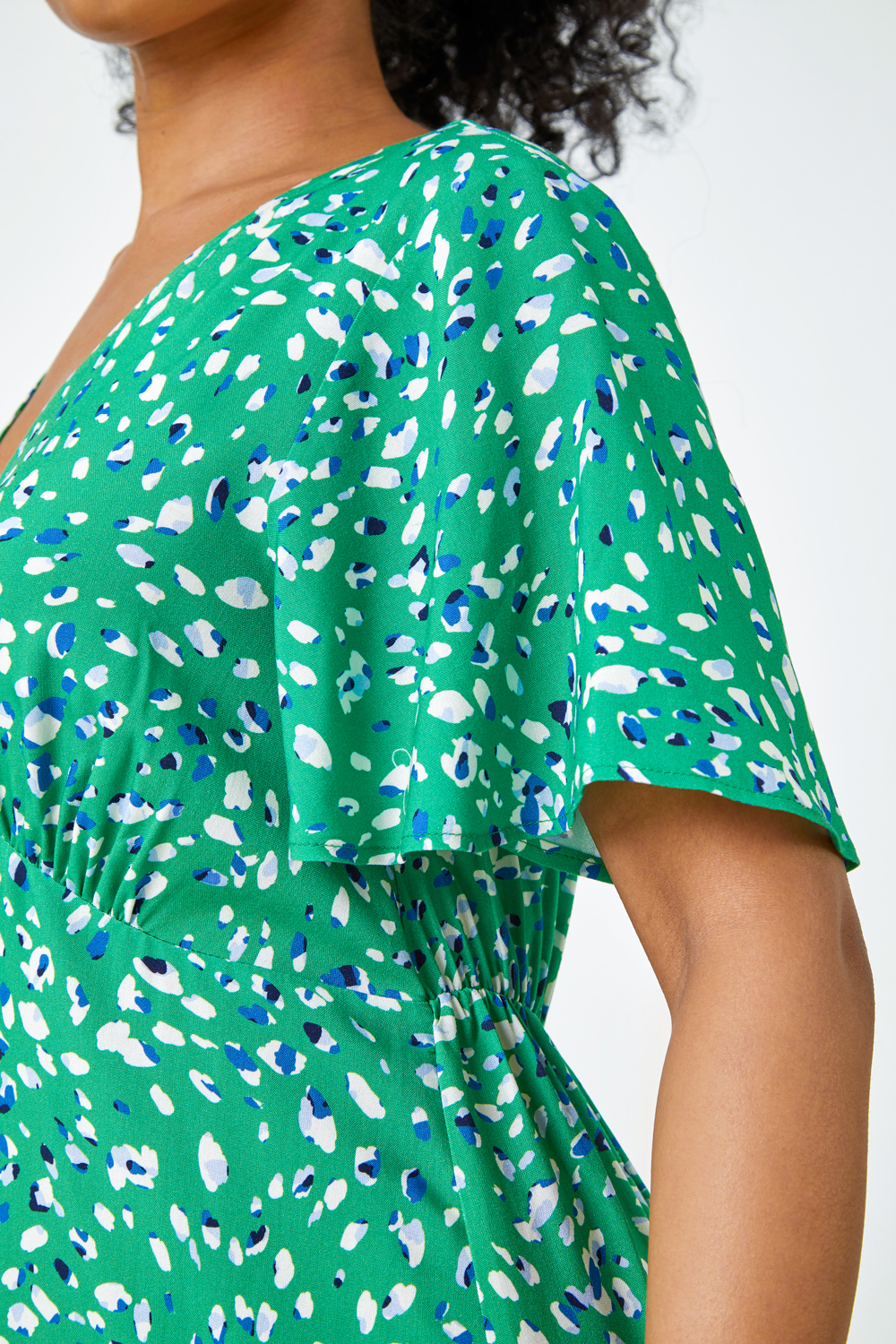 Green Petite Flute Sleeve Maxi Dress, Image 5 of 5