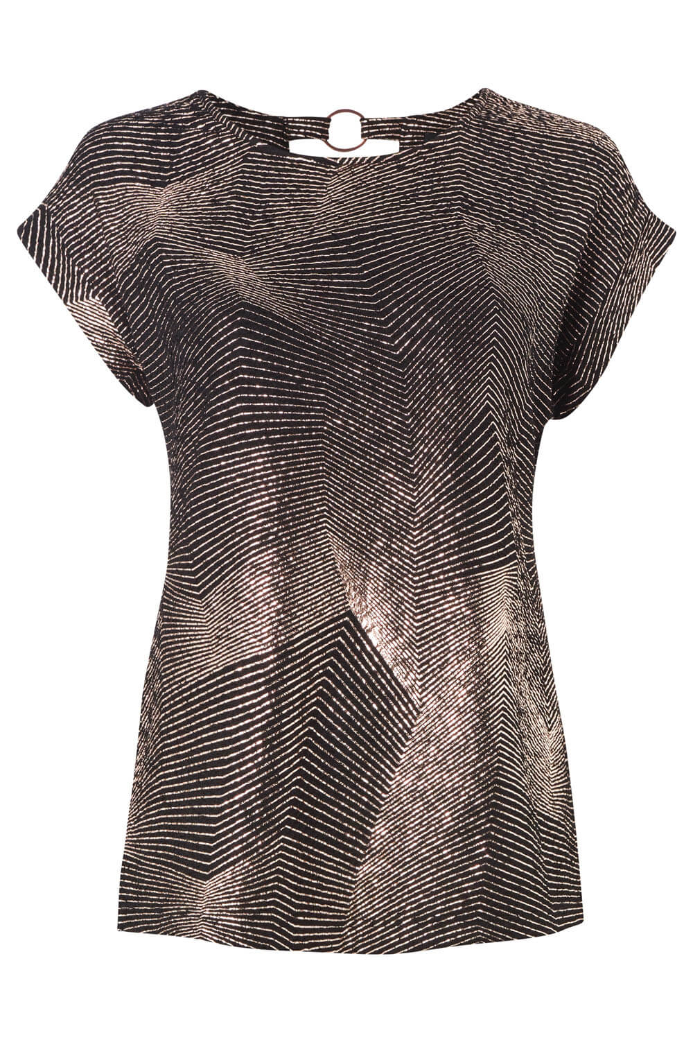 Bronze Abstract Foil Print T-Shirt, Image 5 of 5