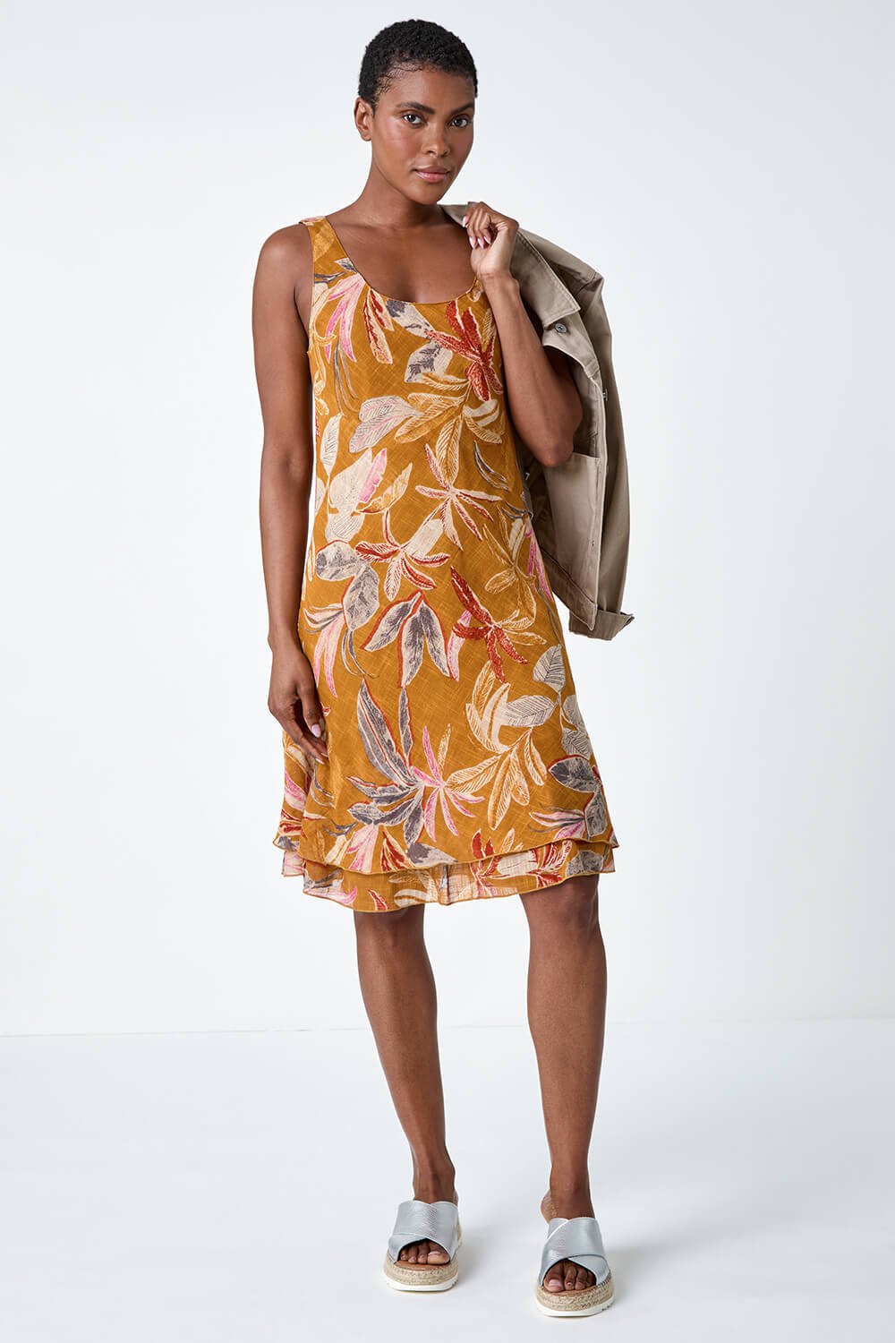 Amber Floral Print Cotton Layered Dress, Image 4 of 5