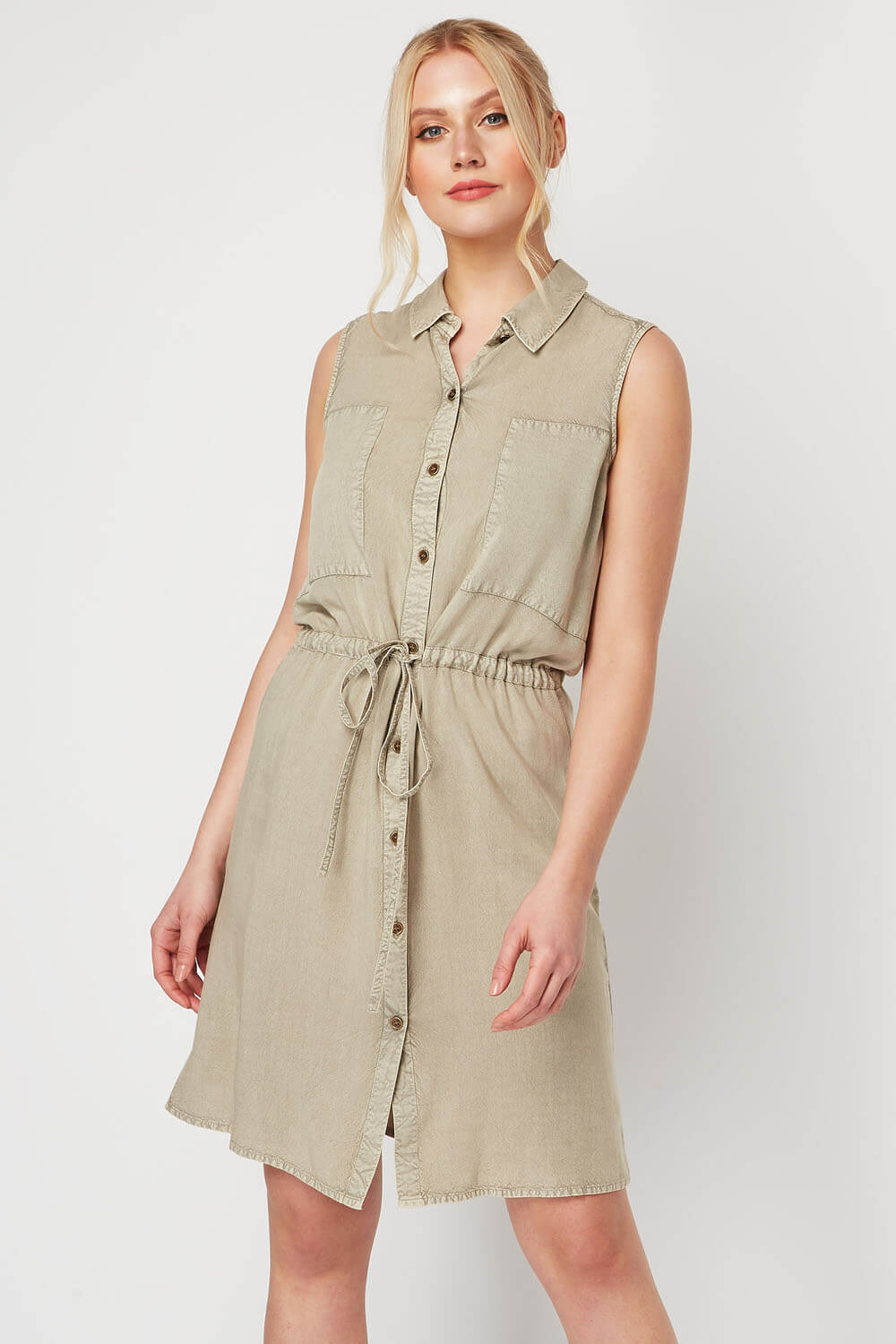 Drawstring Waist Shirt Dress