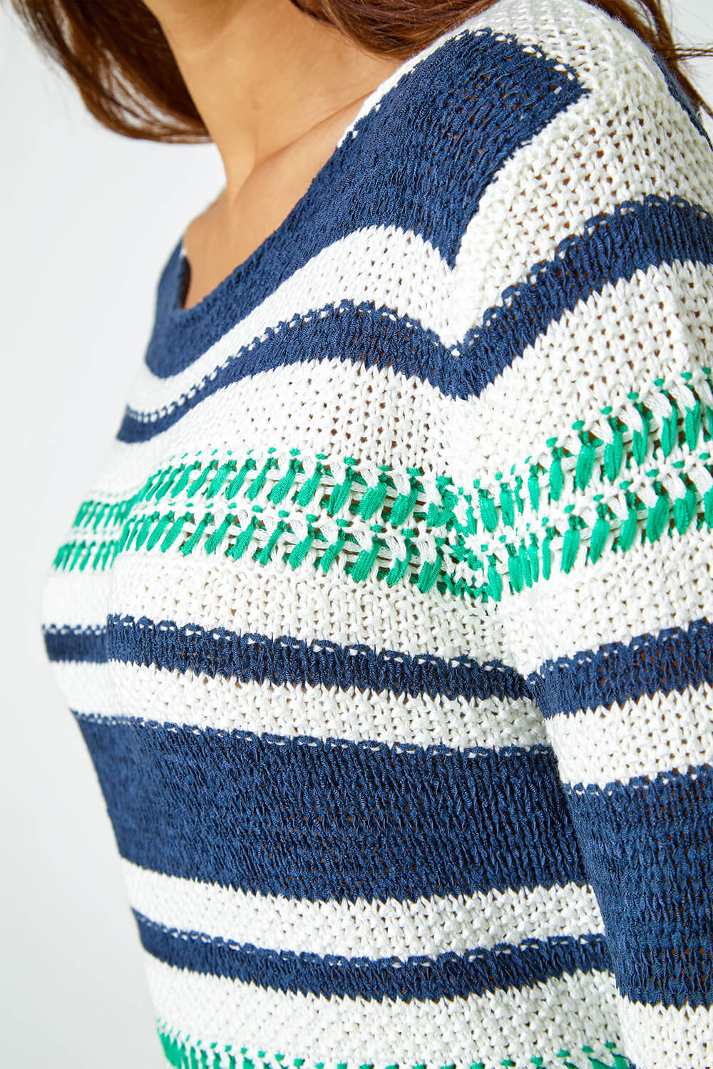 Navy  Textured Striped Jumper, Image 5 of 5