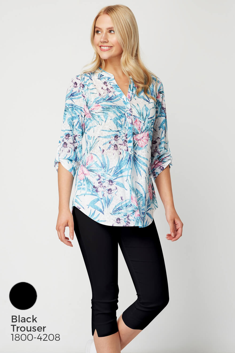 Multi  Burnout Floral Jersey Shirt, Image 8 of 8