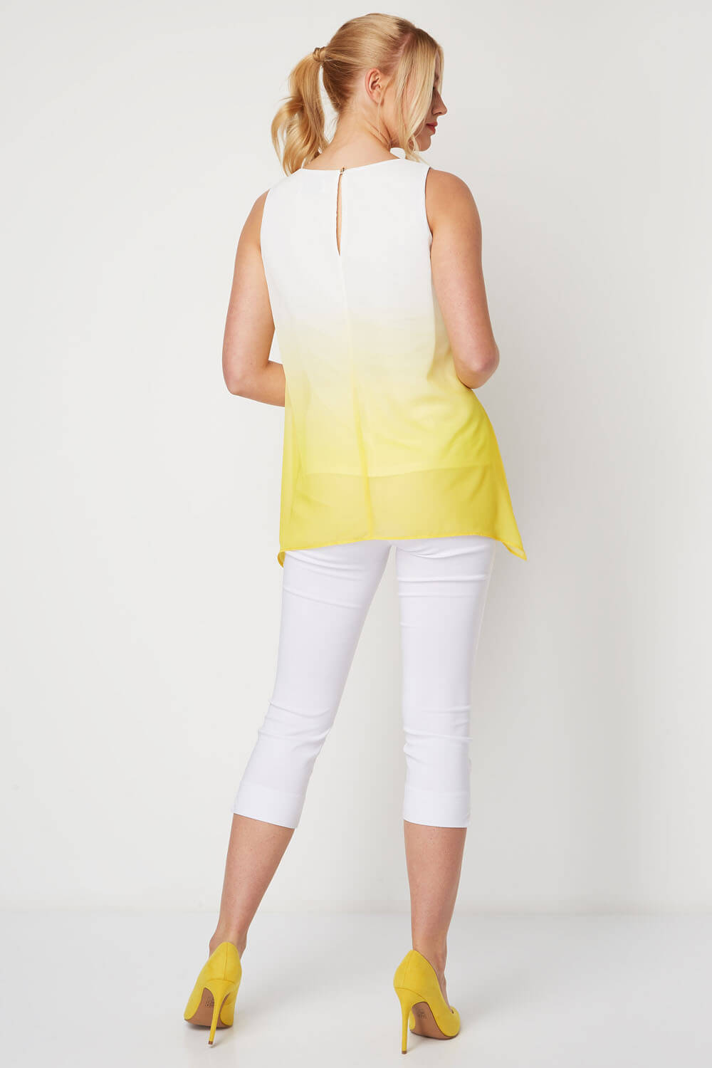 Yellow Ombre Print Overlay Top, Image 3 of 8