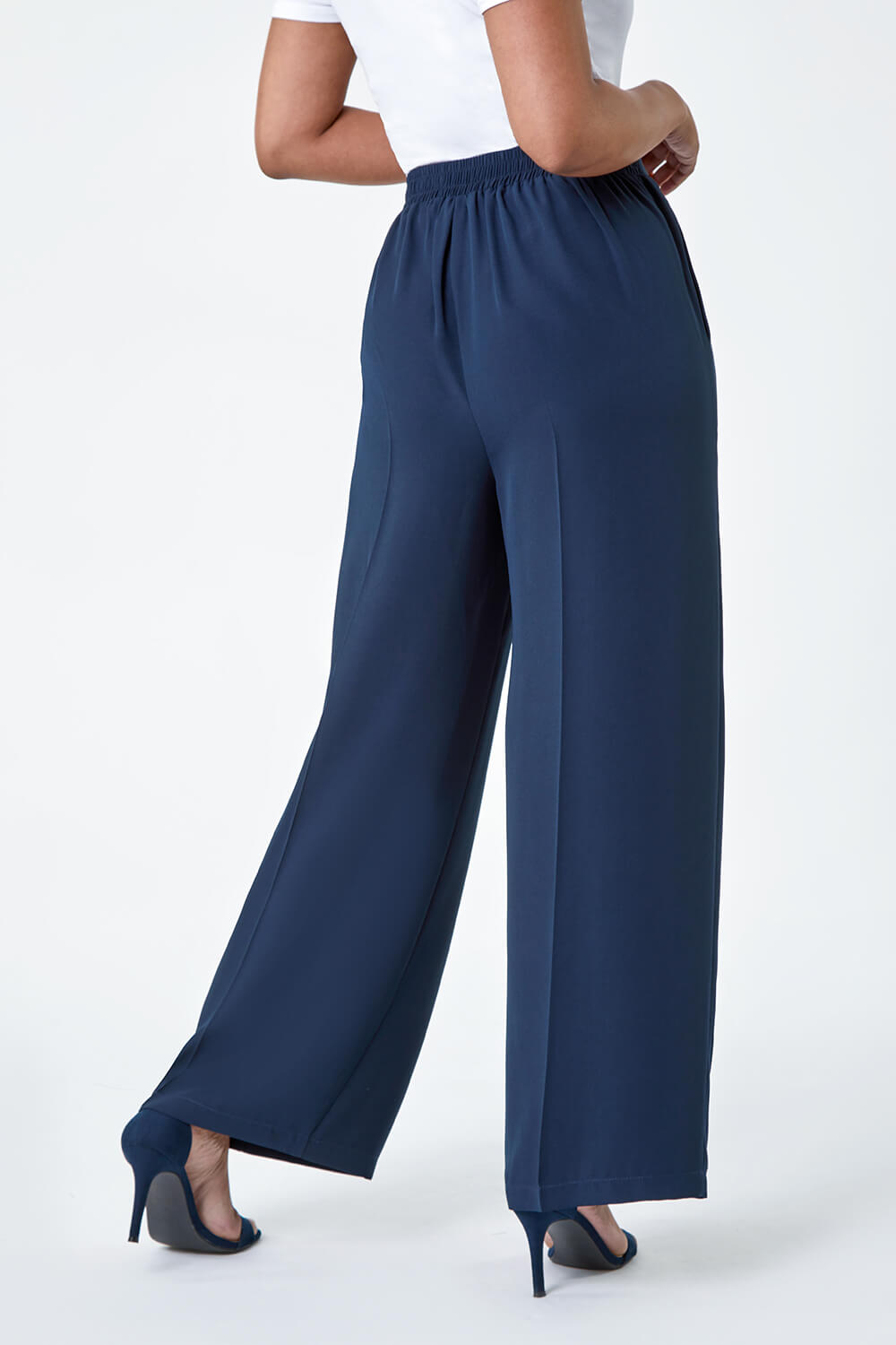Navy  Petite Pocket Wide Leg Trousers, Image 3 of 5