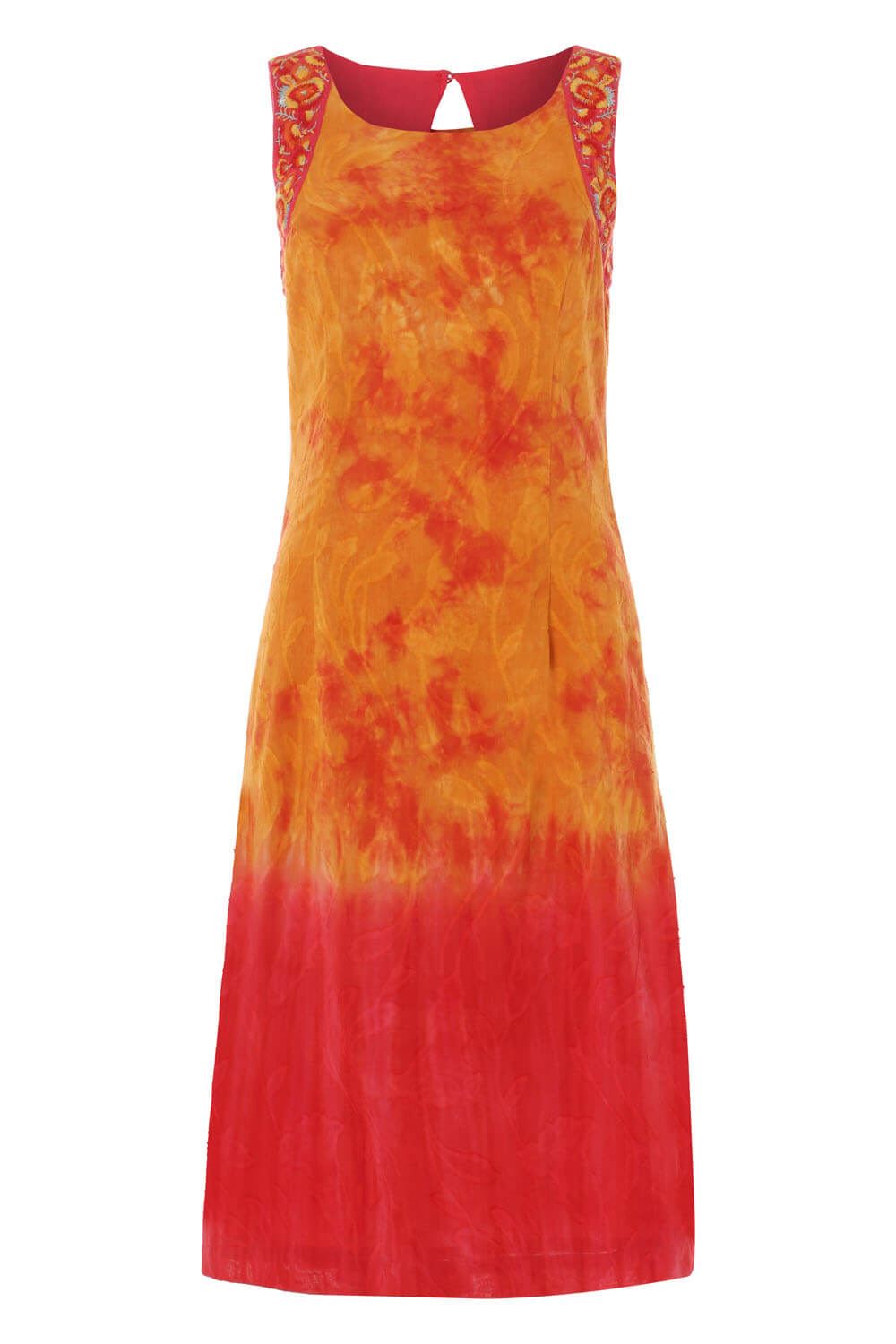 ORANGE Embroidered Tie Dye Shift Dress, Image 5 of 5
