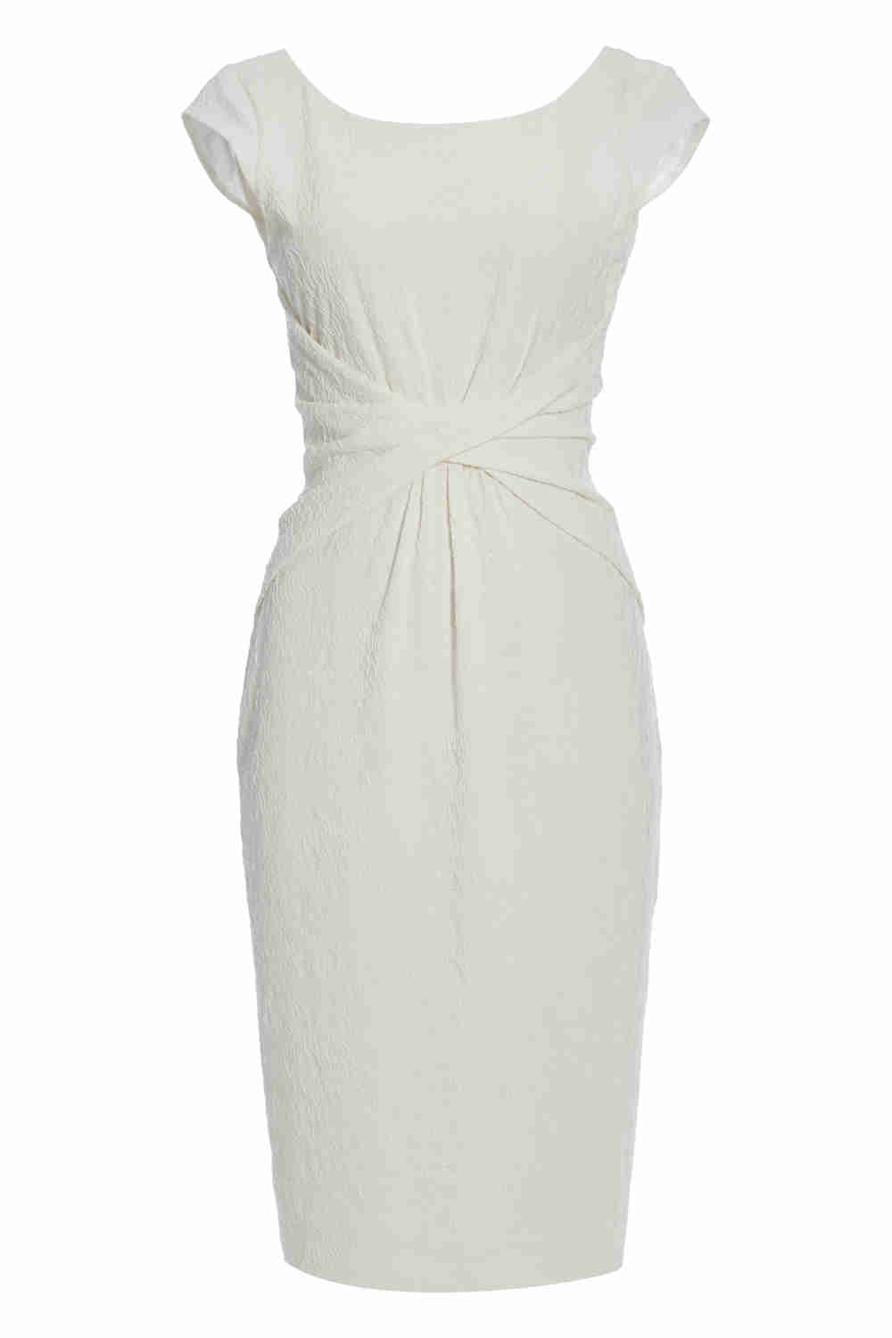 Ivory  Textured Front Twist Dress, Image 2 of 5