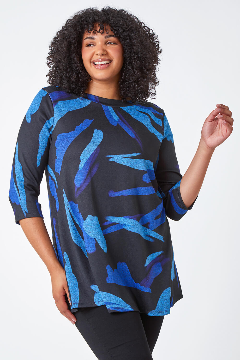 Curve Abstract Print Stretch Tunic