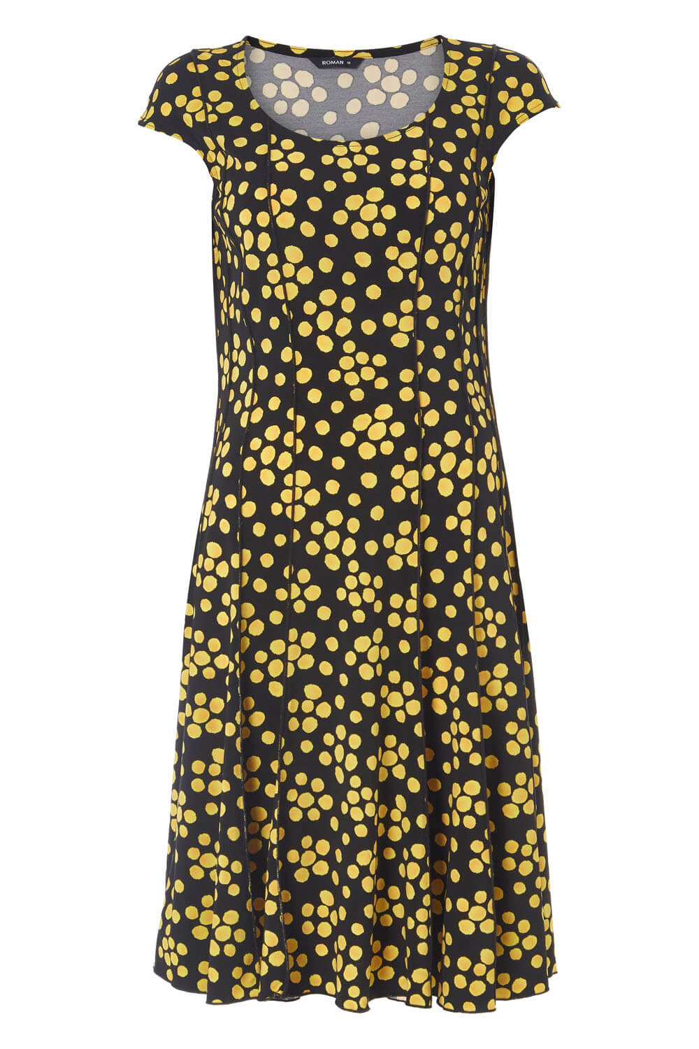 Yellow Spot Cap Sleeve Panel Dress, Image 5 of 5
