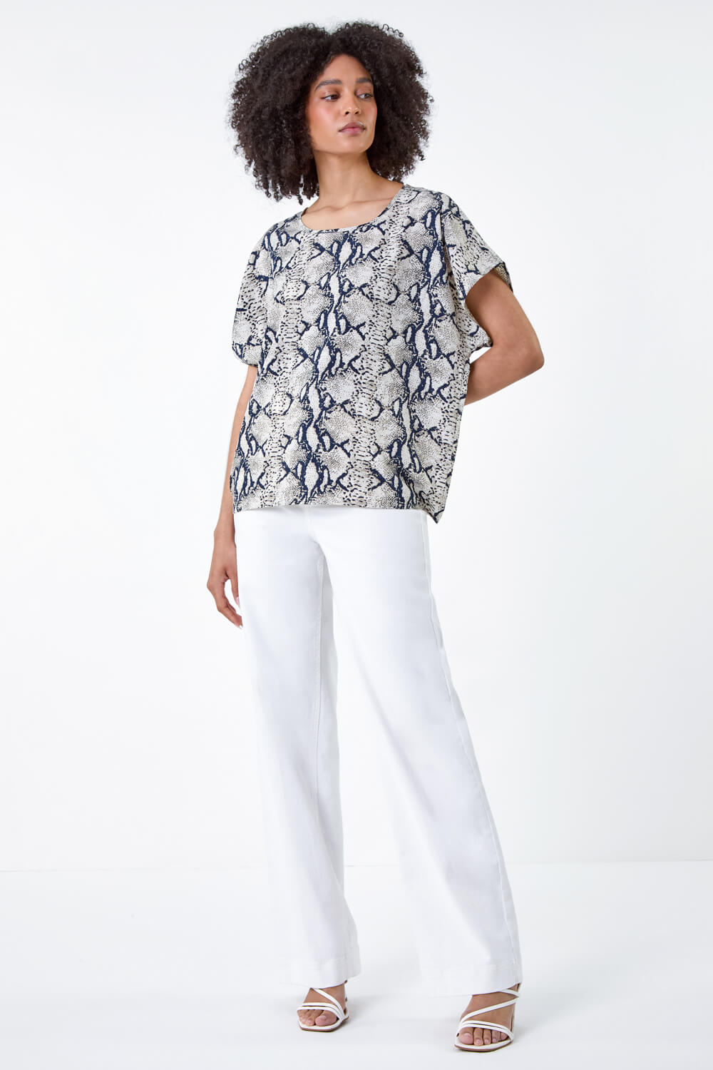 Blue Snake Print Dolman Top main image 1
