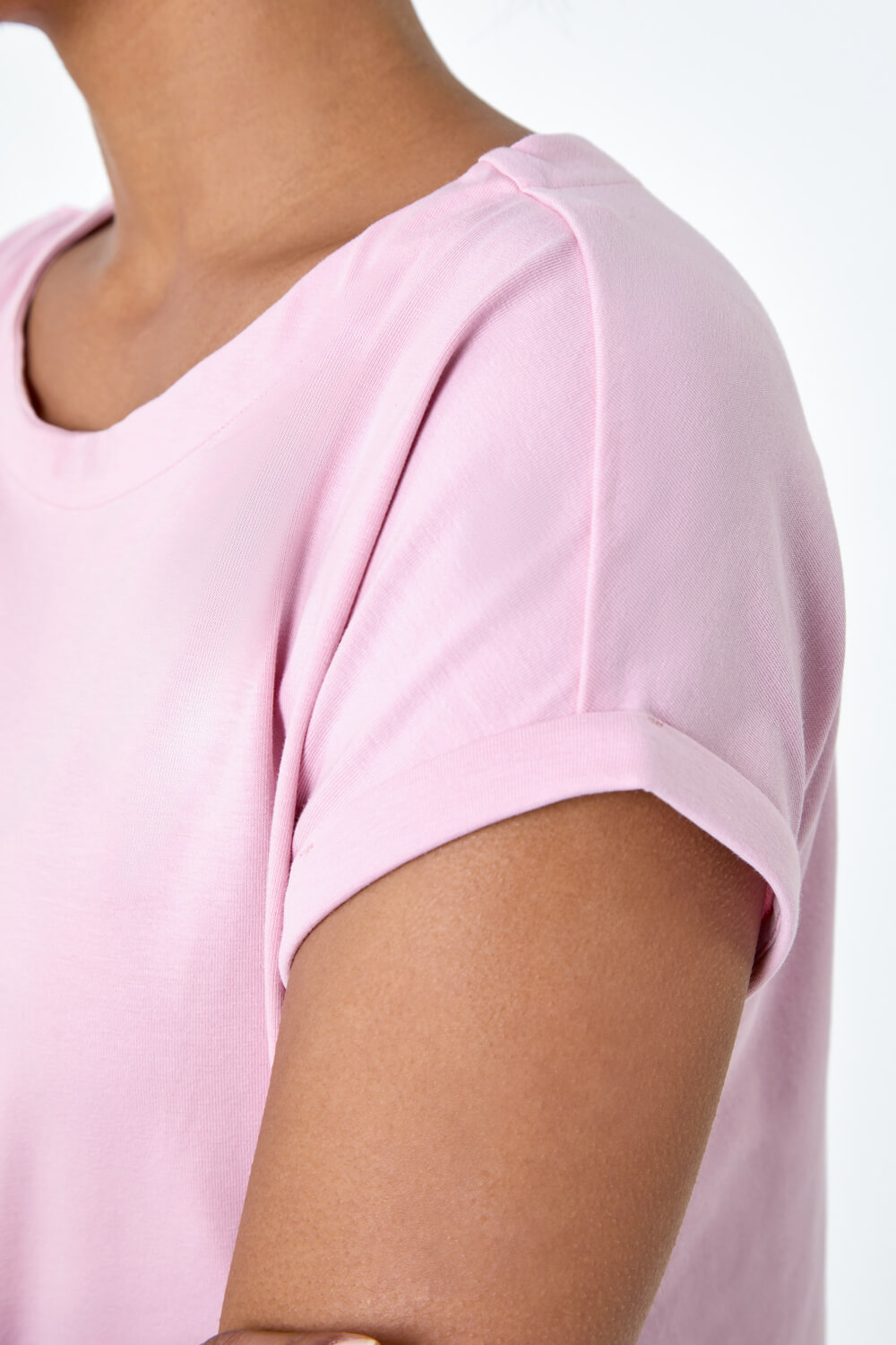 Light Pink Plain Stretch Cotton Jersey T-Shirt, Image 5 of 5