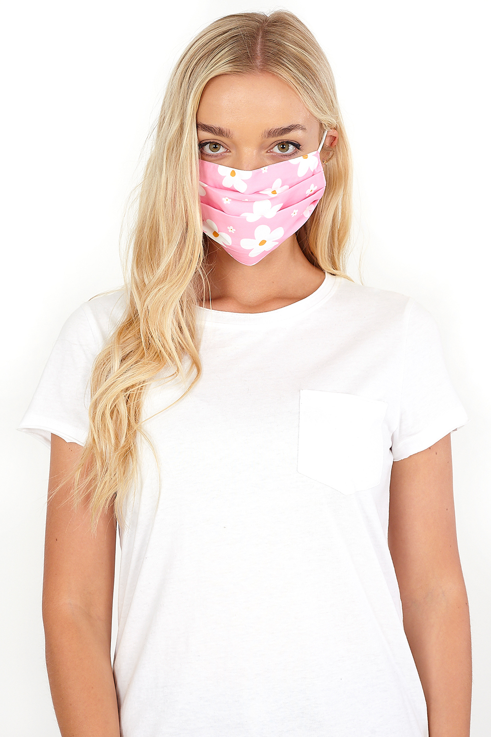 PINK Flower Print Fast Drying Fashion Face Mask, Image 2 of 2